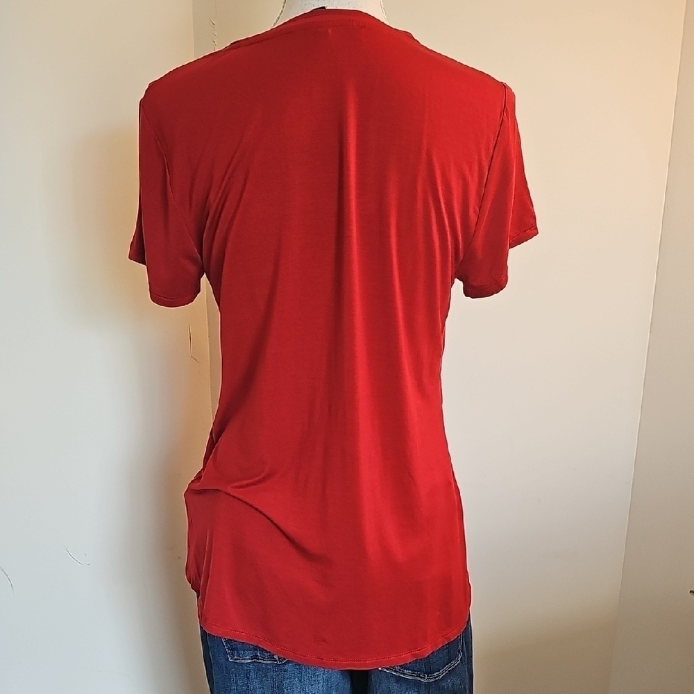 White House Black Market Red Short Sleeve Top - Picture 3 of 6
